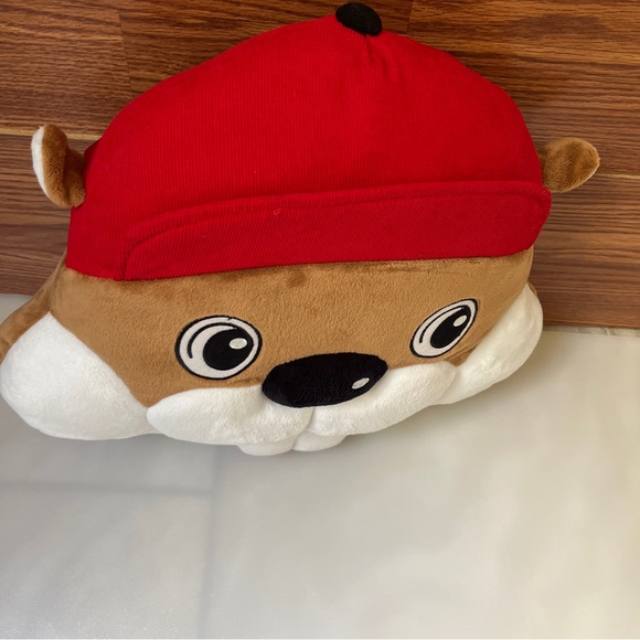 bucee's buc-ee's gas station bucee the beaver head 16" wide plush pillow travel - Picture 2 of 8